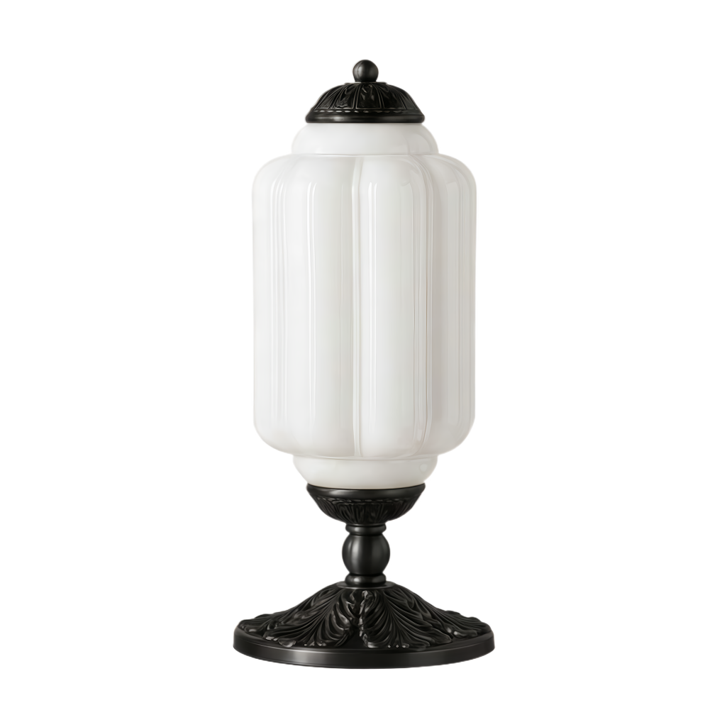 Vintage French Retro Cream Glass Textured Table Lamp