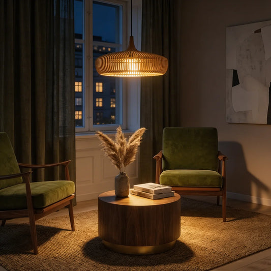 Minimalist Wooden Dome Pendant Light