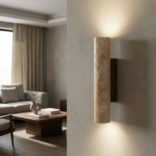 Travertine Vertical Wall Light with Up-Down LED