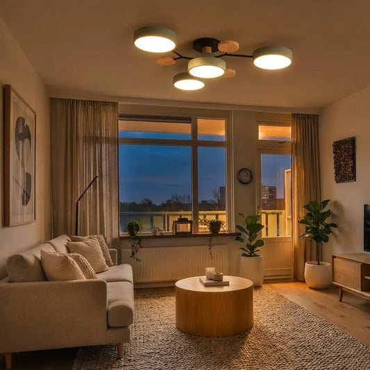Flush Mount Ceiling Light Branch Design with Wood Accents