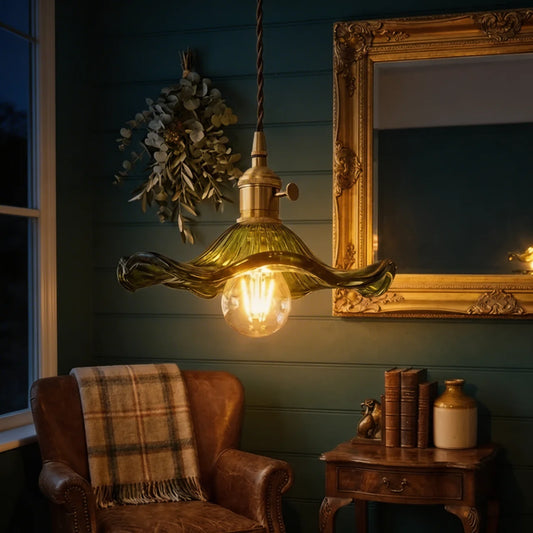Art Deco Scalloped Glass Ceiling Light