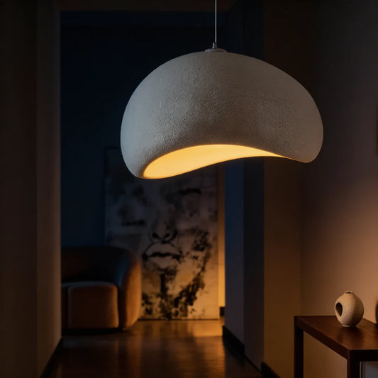 Organic Stone-Form Fabric Pendant Light