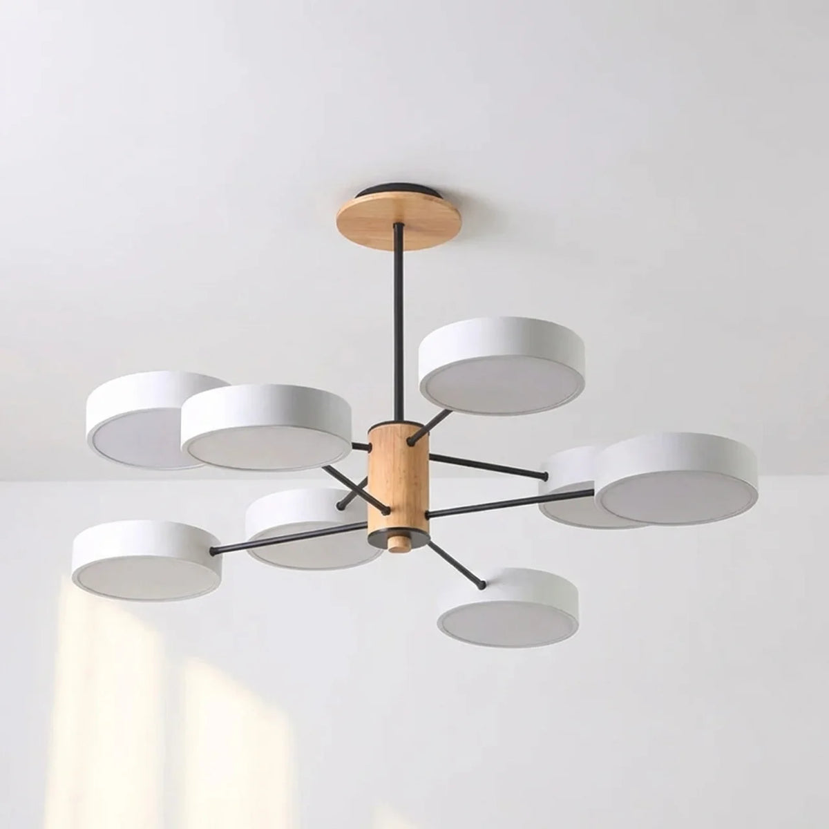 Multi-Arm LED Ceiling Light with Metal and Wood Frame