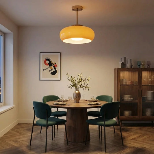 Bauhaus Glass Ceiling Light, Disc Form