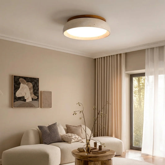 Travertine Ceiling Light Flush Mount with Integrated LED