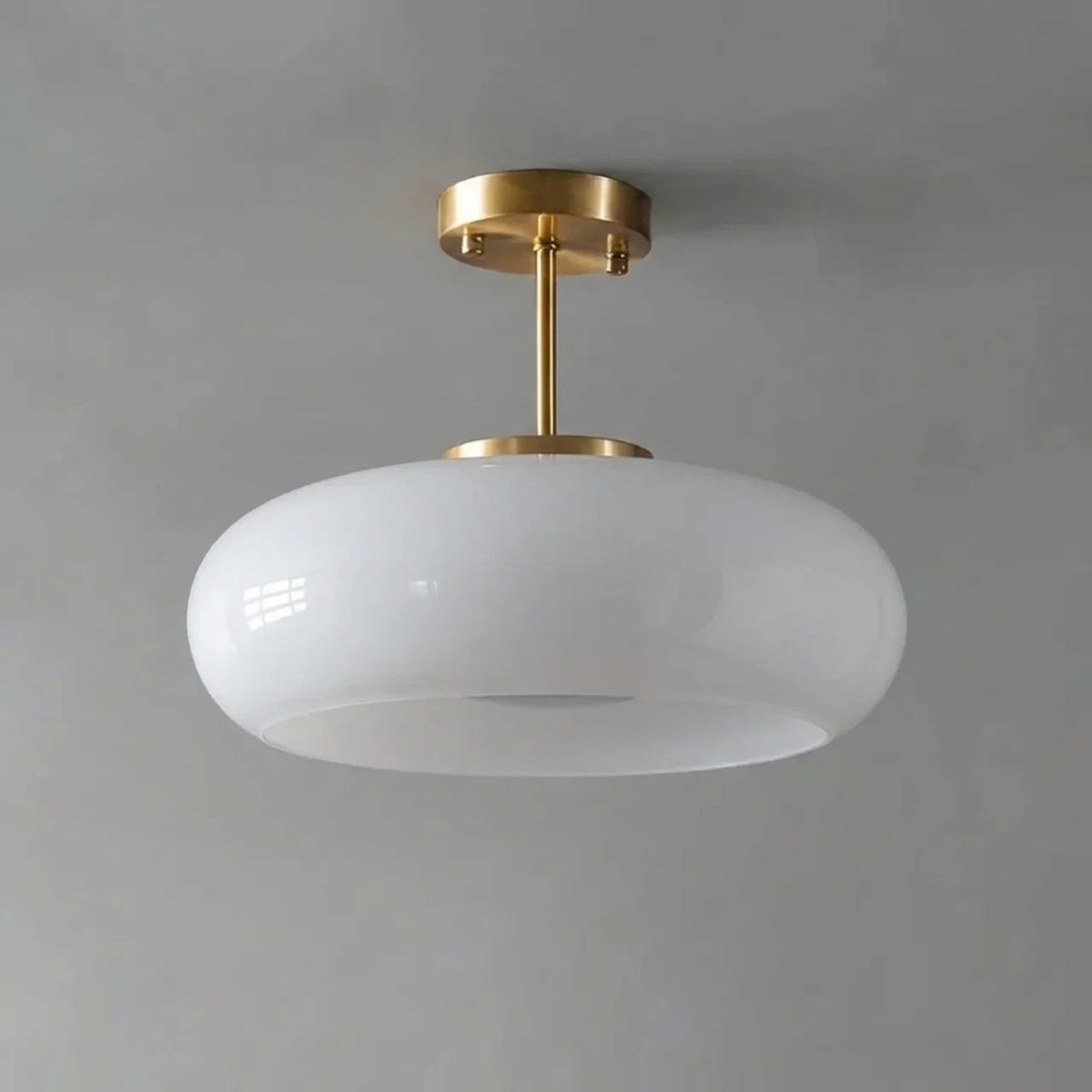 Bauhaus Glass Ceiling Light, Disc Form