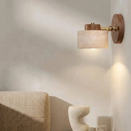 Travertine Single Wall Light with Integrated LED