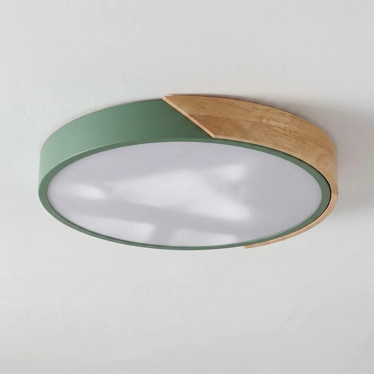 Wood Flush Mount Ceiling Light Round LED Design