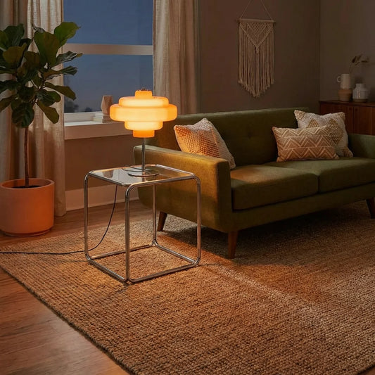 Coloured Glass Table Lamp, Bauhaus Style