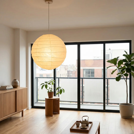 Spherical Japandi Paper Pendant Light