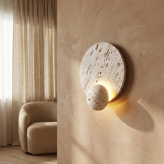Travertine Wall Sconce with Integrated LED