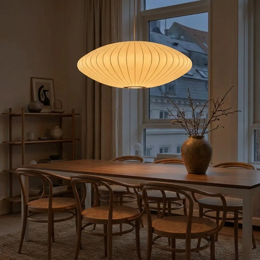 Clean-Lined Minimalist Silk Ceiling Light