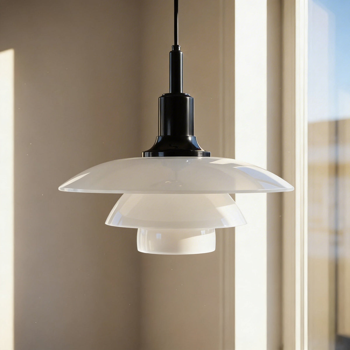 Compact Danish Layered Glass Pendant Light