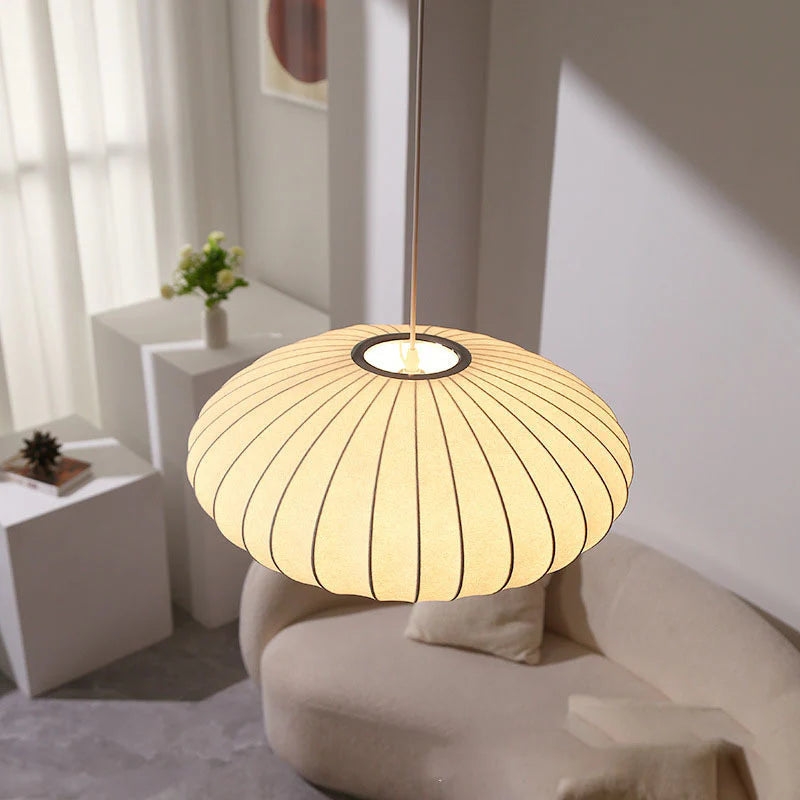 Clean-Lined Minimalist Silk Ceiling Light