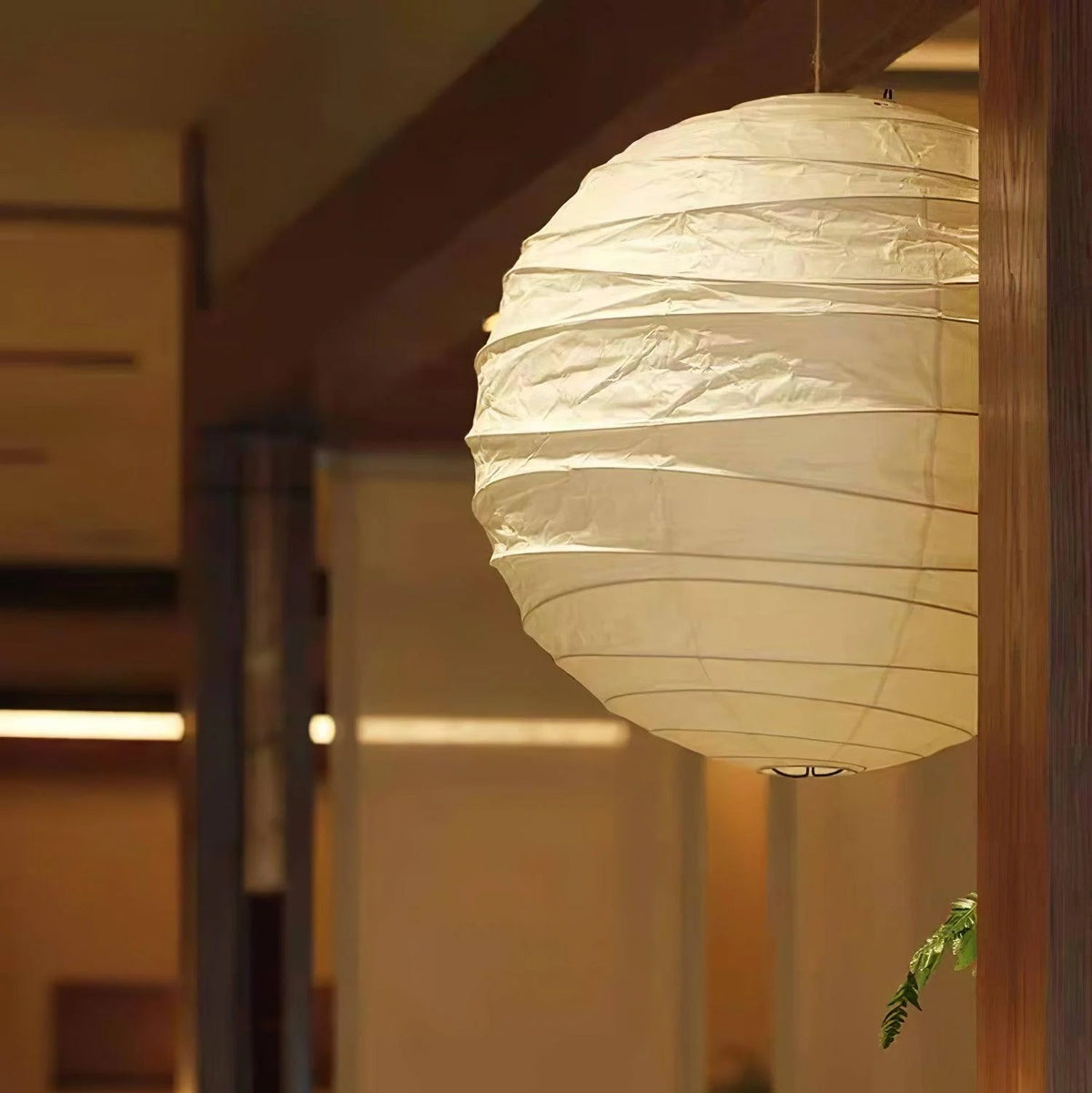 Spherical Japandi Paper Pendant Light