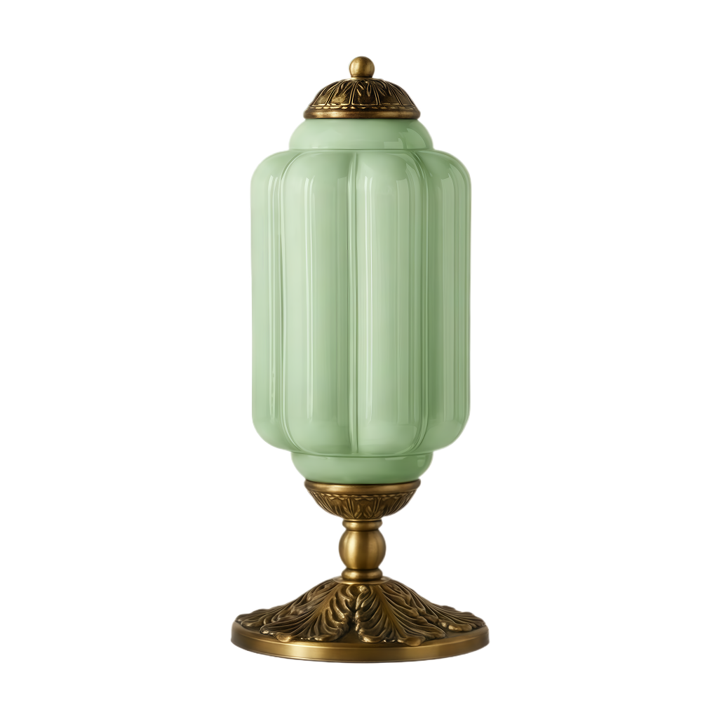 Vintage French Retro Cream Glass Textured Table Lamp