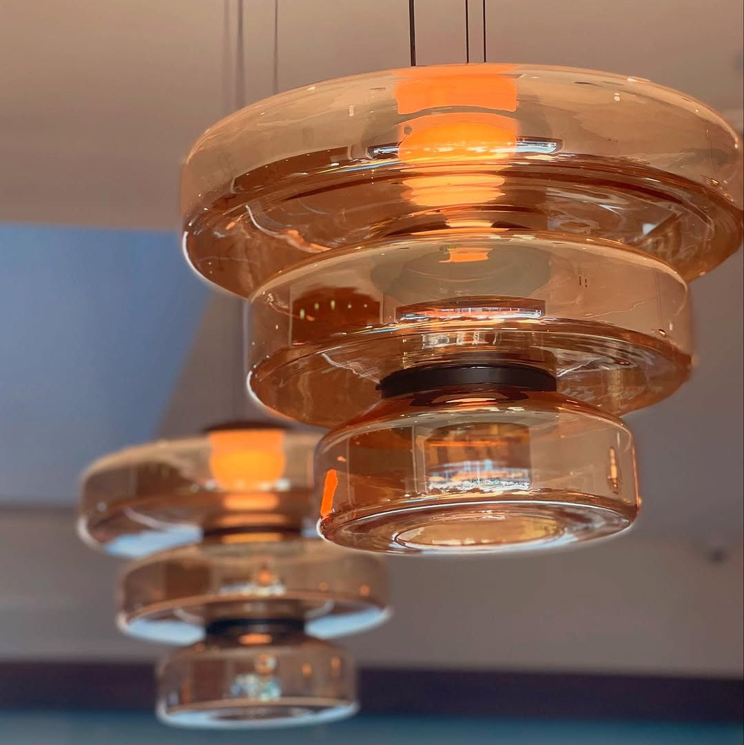Tiered Glass Pendant Light with Integrated LED, Bauhaus Style