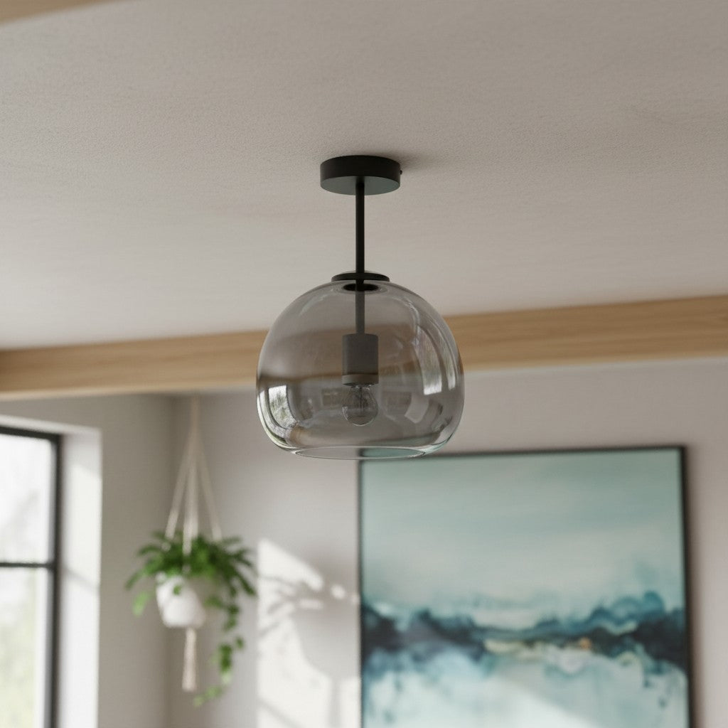 Glass Ceiling Light with Pendant and Semi-Flush Mount Options