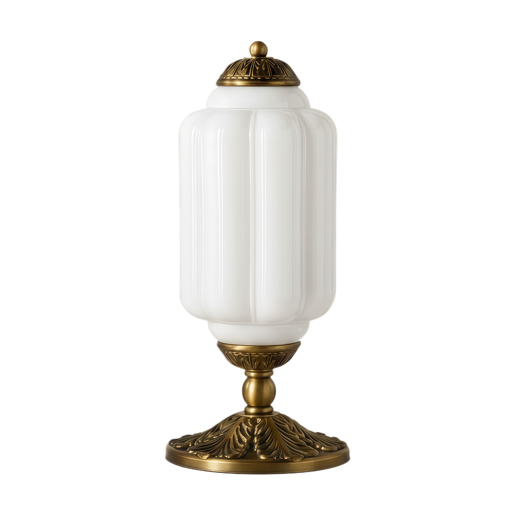 Vintage French Retro Cream Glass Textured Table Lamp