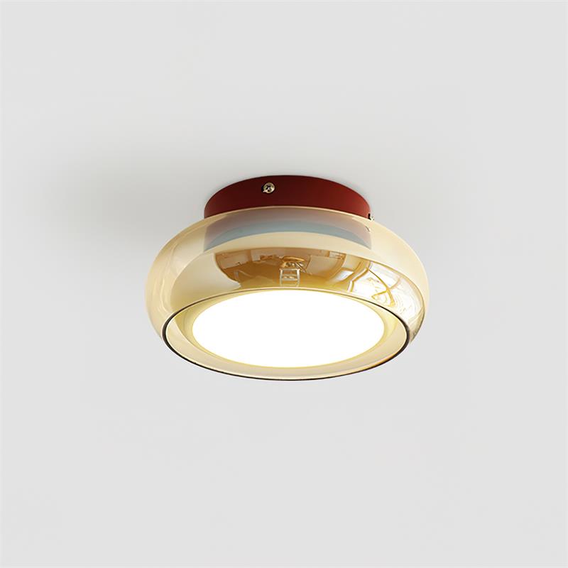 CognacGlow | Elegant Retro Glass Flush Mount Ceiling Light Fixture 0