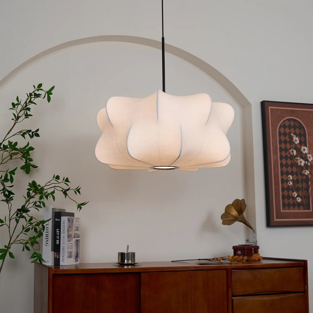 Sculptural Minimalist Silk Pendant Light