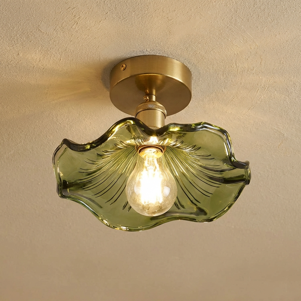 FloraLuxe | Elegant Glass Floral Flush Mount Ceiling Light Fixture 0