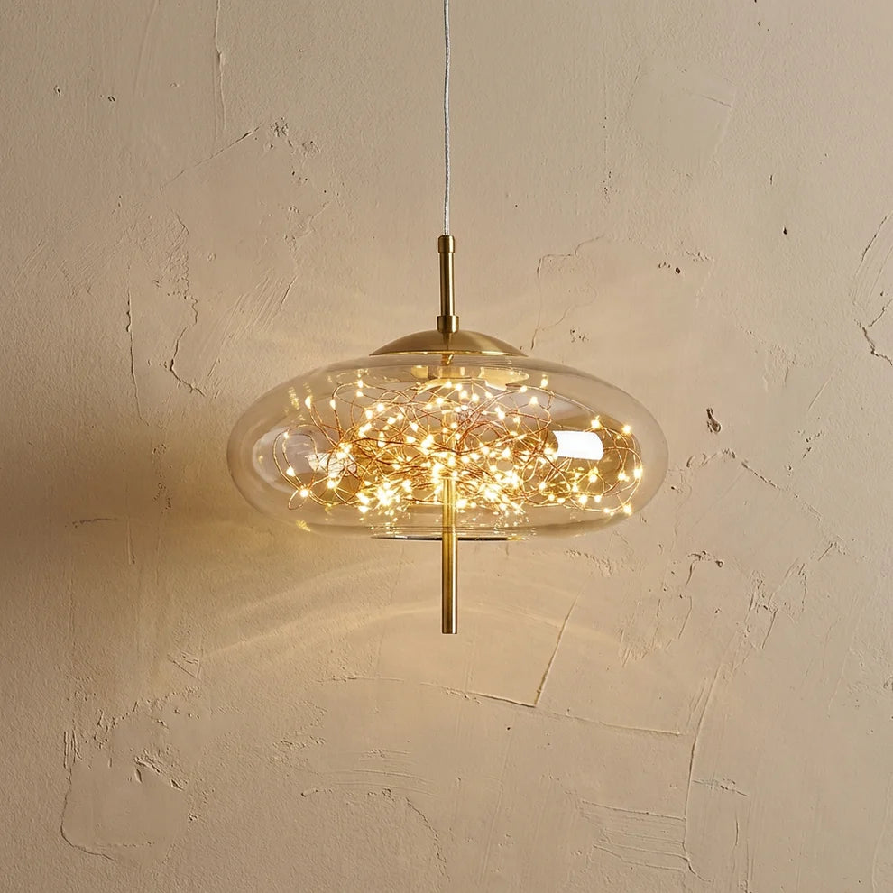 Glass Cylinder and Oval Pendant Light