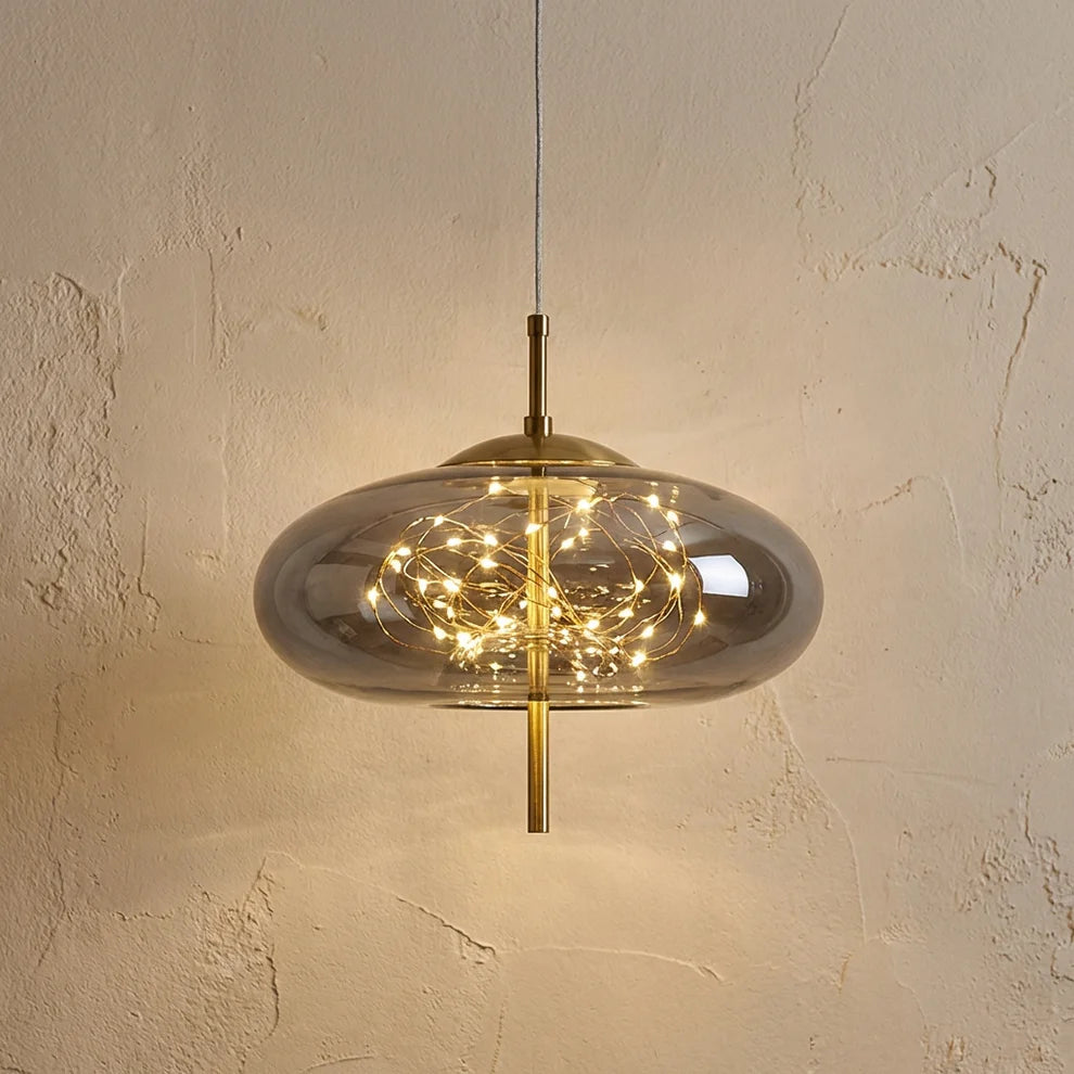 Glass Cylinder and Oval Pendant Light