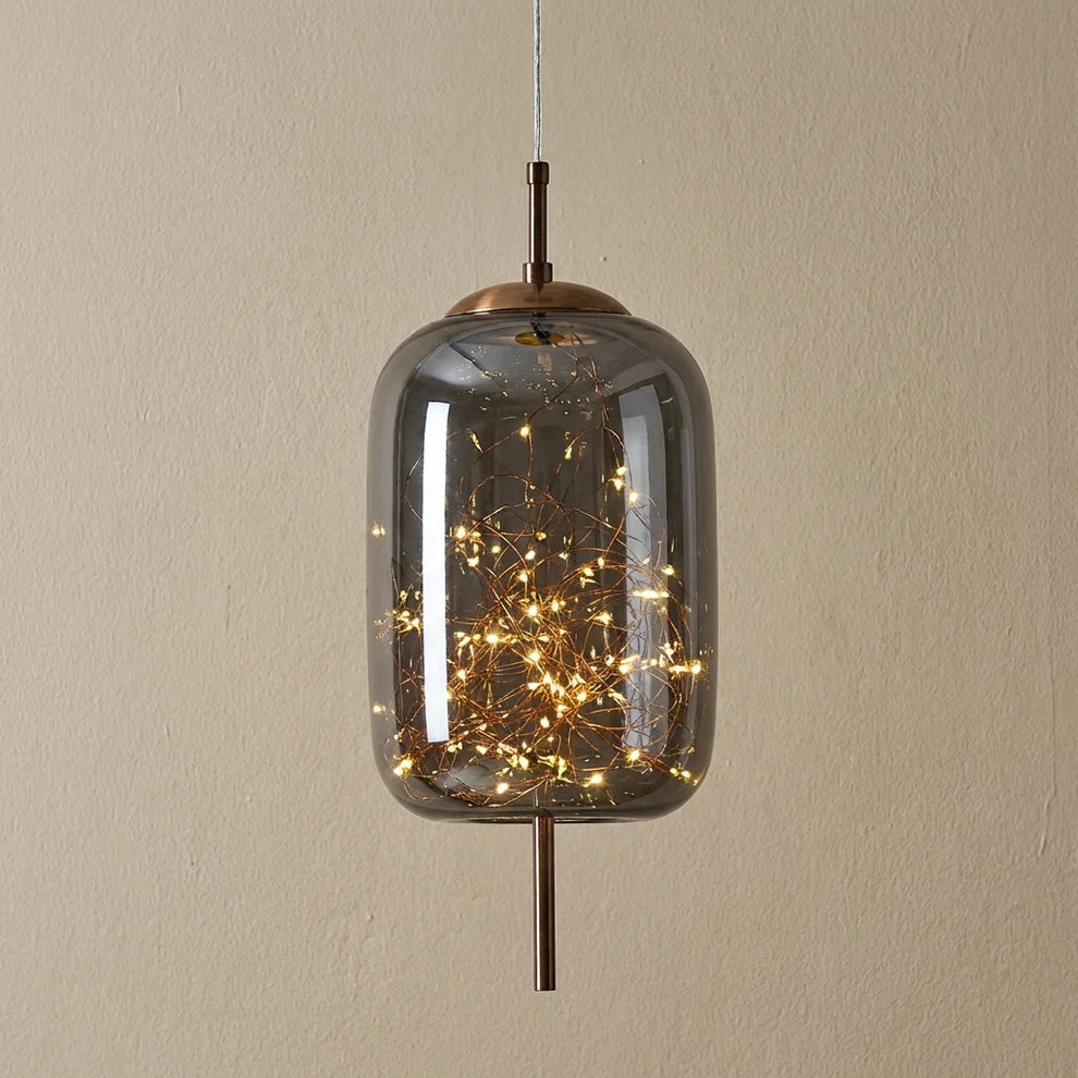 Glass Cylinder and Oval Pendant Light