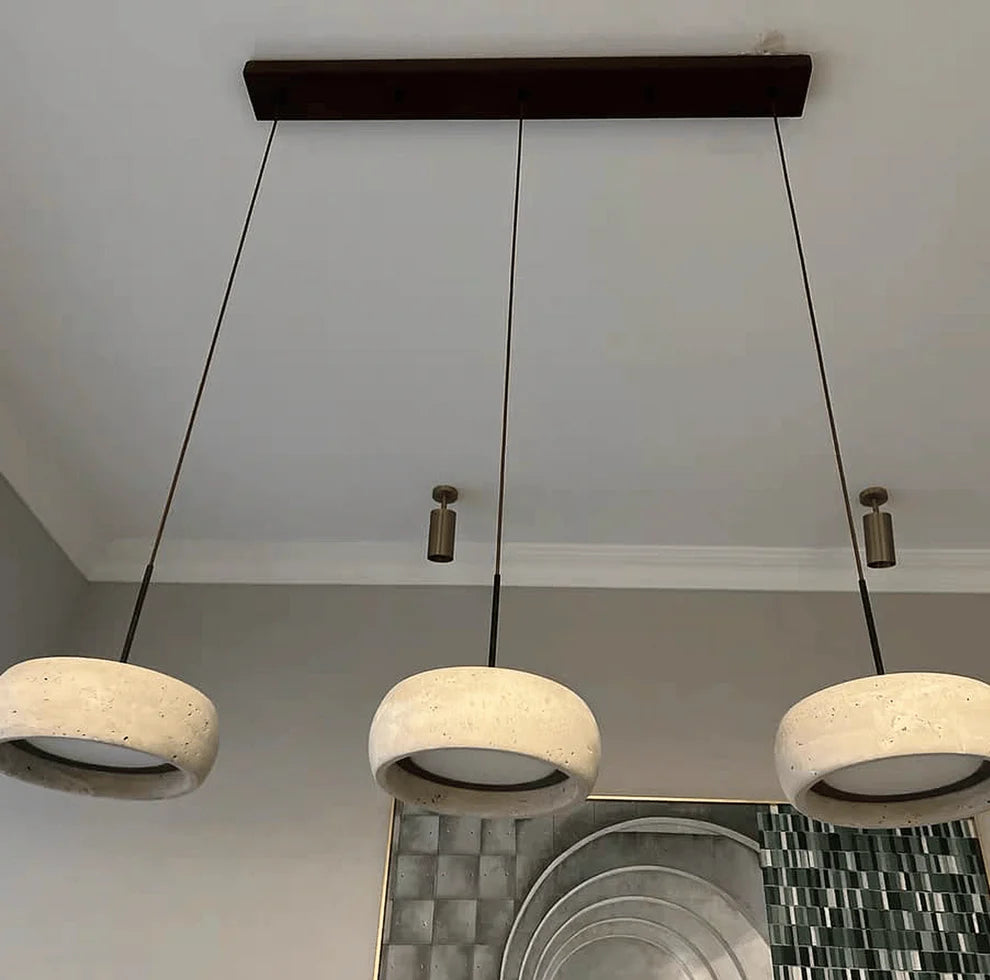 Travertine Pendant Light with Integrated LED