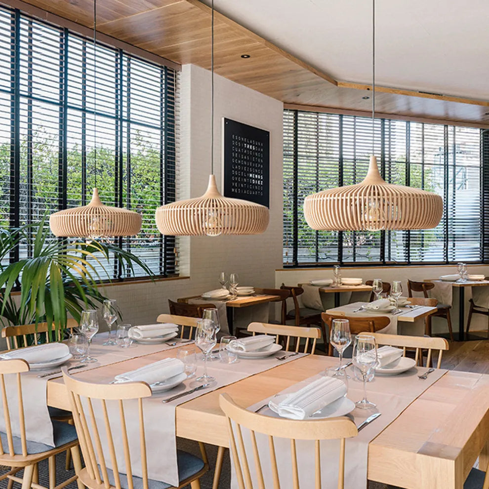 Minimalist Wooden Dome Pendant Light