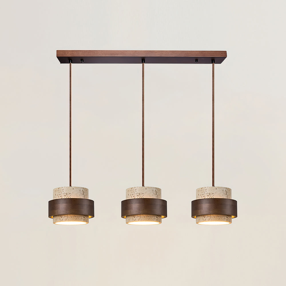 Perra Collection | Pendant Light with Travertine & Walnut Wood Accent | Unique Kitchen Pendant Lighting for Soft Ambient Glow 10