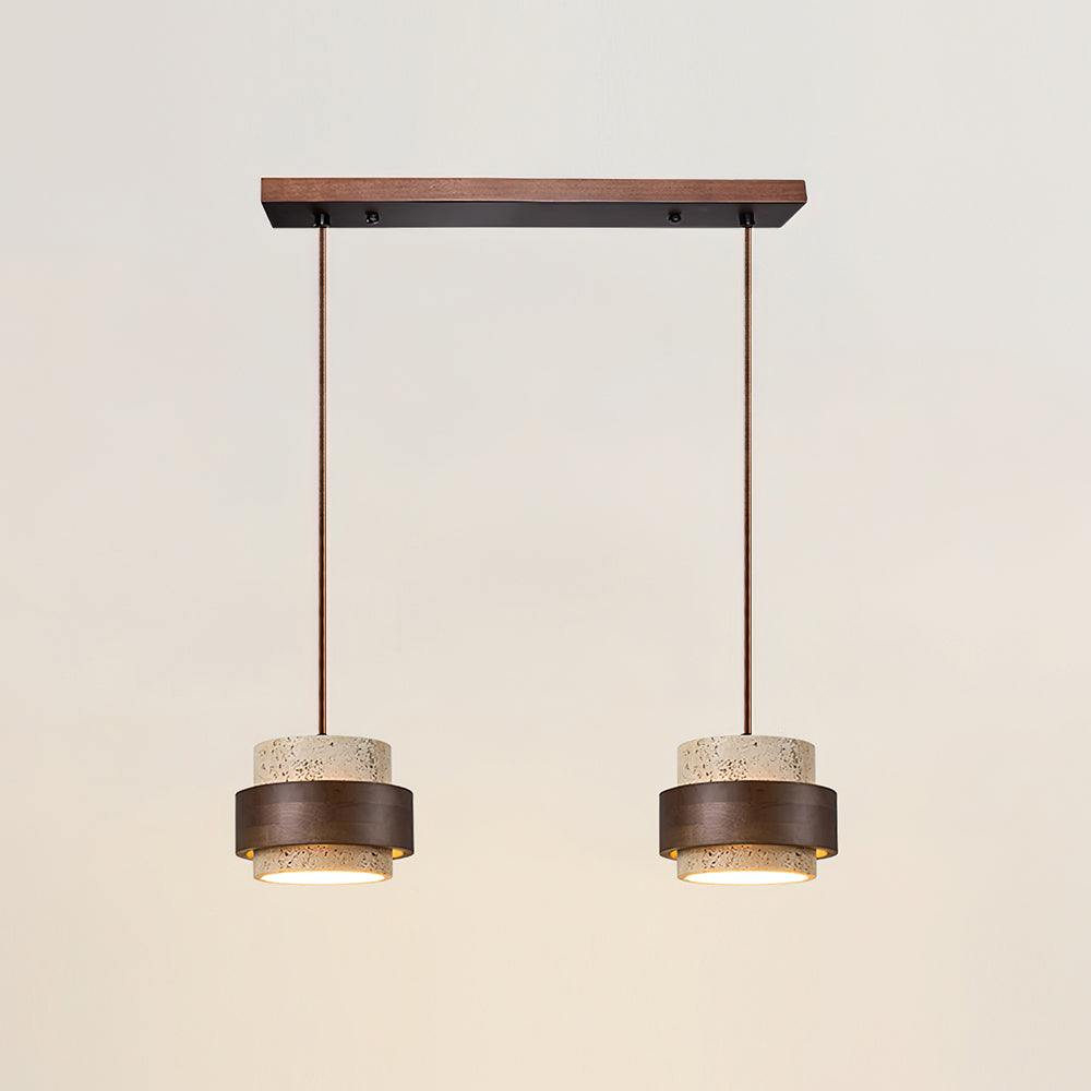 Perra Collection | Pendant Light with Travertine & Walnut Wood Accent | Unique Kitchen Pendant Lighting for Soft Ambient Glow 11