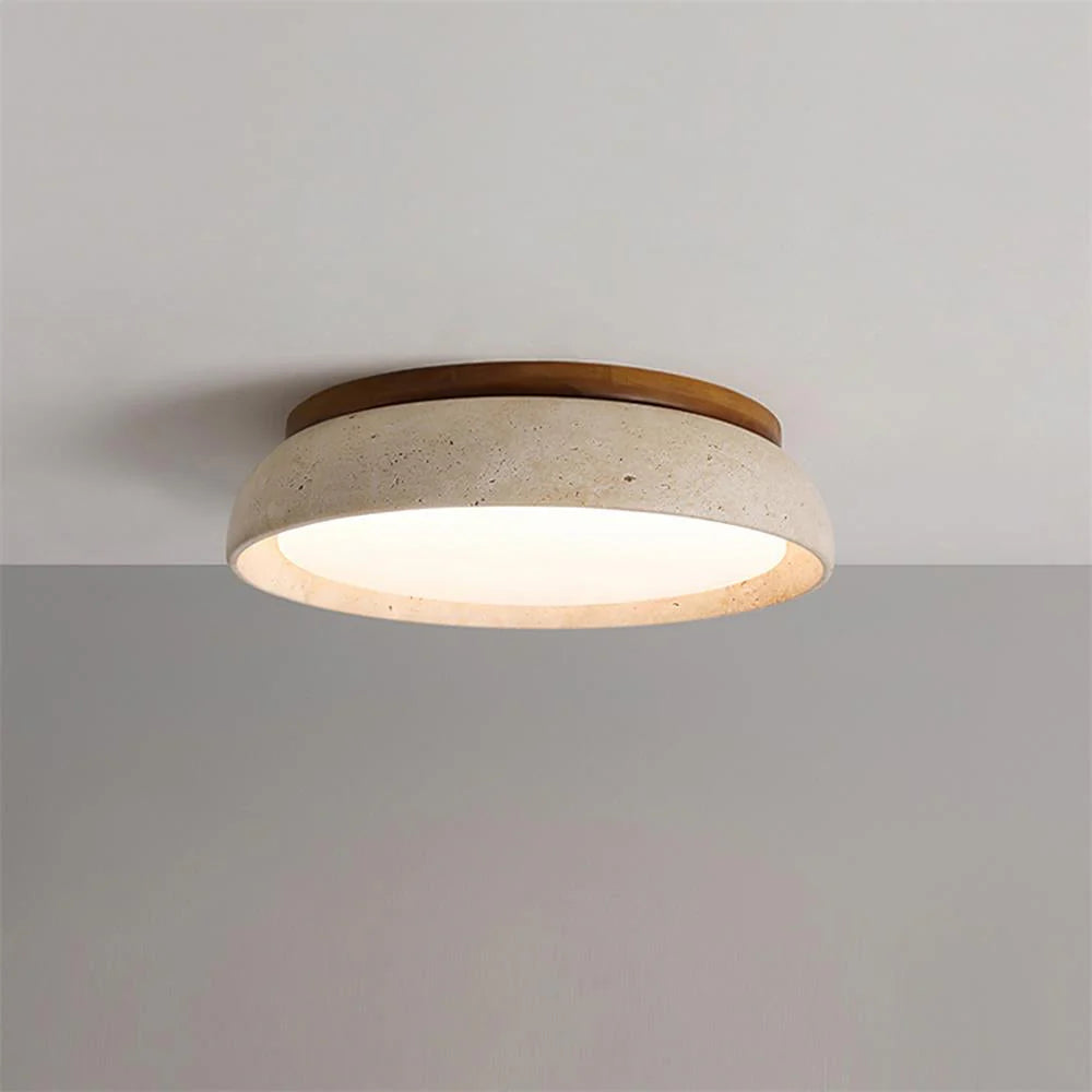 Travertine Ceiling Light Flush Mount with Integrated LED