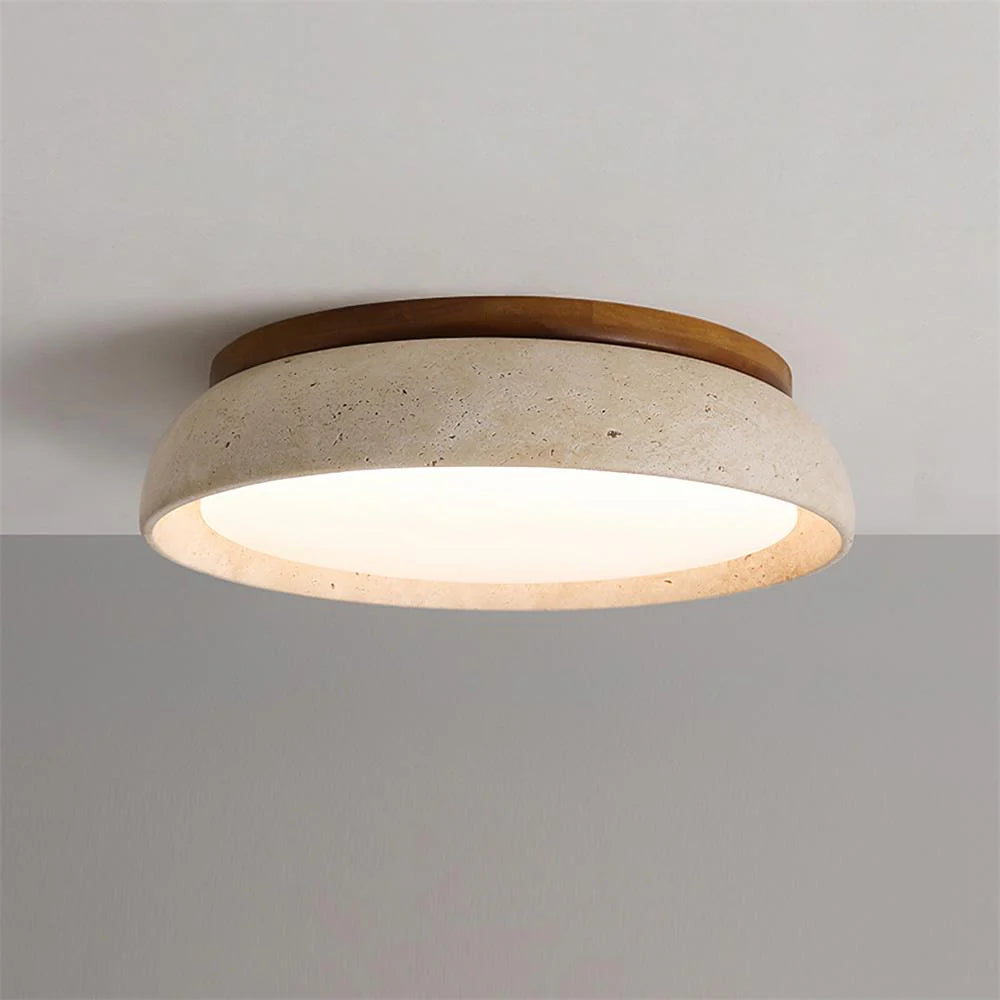 Travertine Ceiling Light Flush Mount with Integrated LED