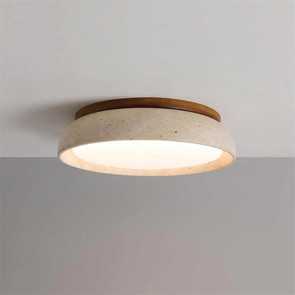 Travertine Ceiling Light Flush Mount with Integrated LED