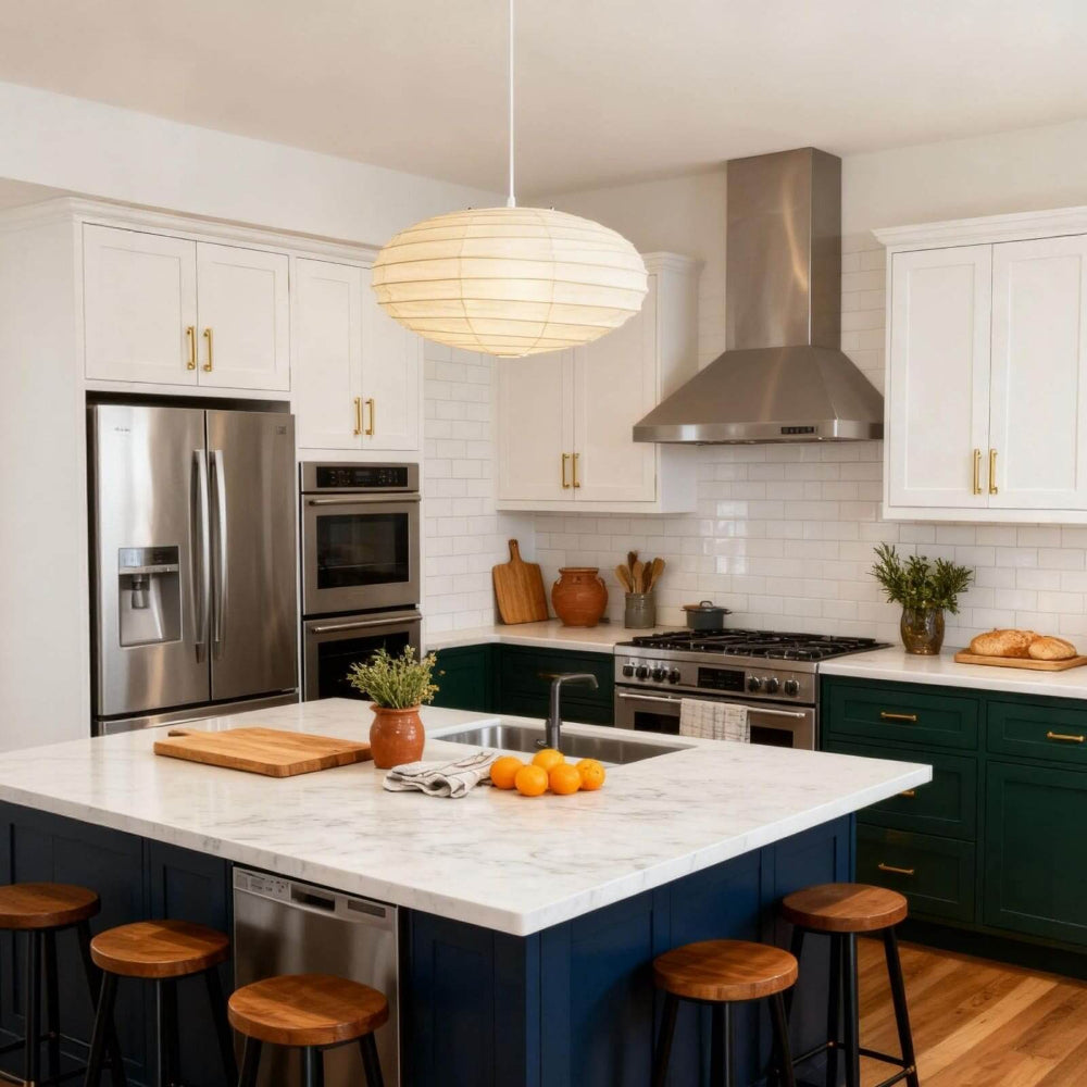 Washi Paper EN Series | Pendant Light with Unique Design & Warm Glow | Stylish Kitchen Pendant Lighting for Elegant Illumination 3