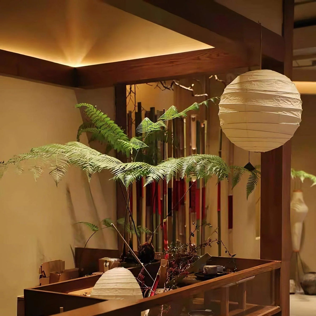 Spherical Japandi Paper Pendant Light