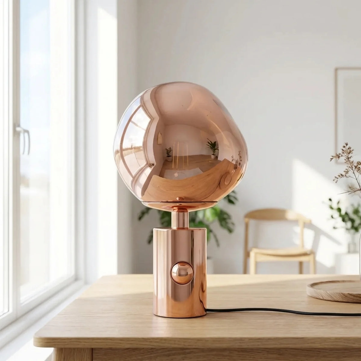 Irregular Metallic Globe Table Lamp