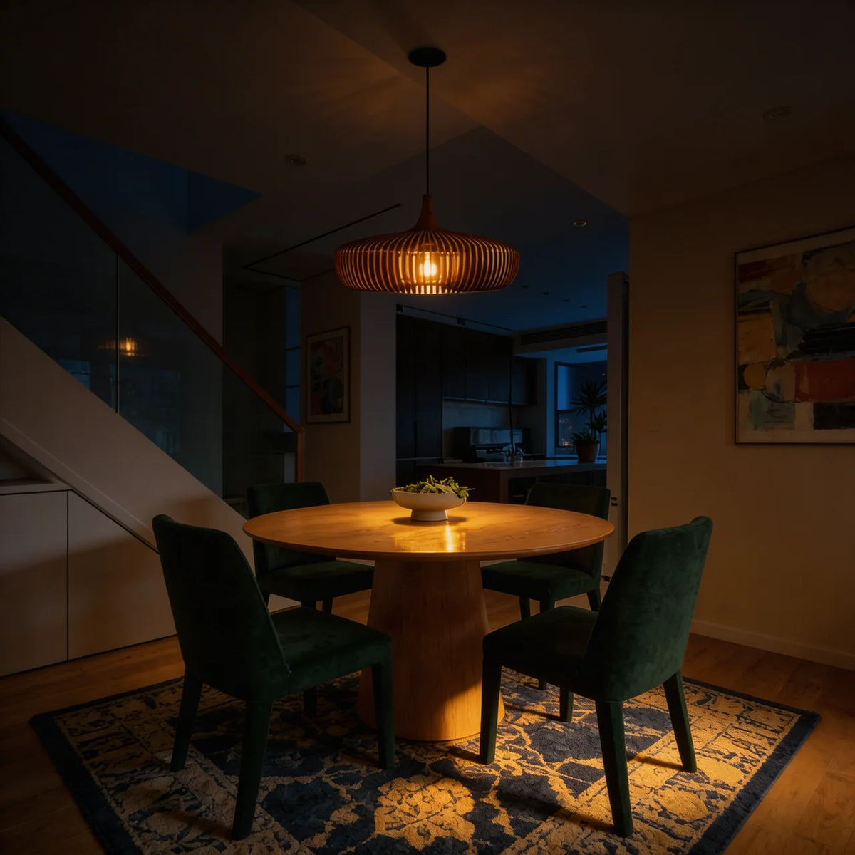 Minimalist Wooden Dome Pendant Light