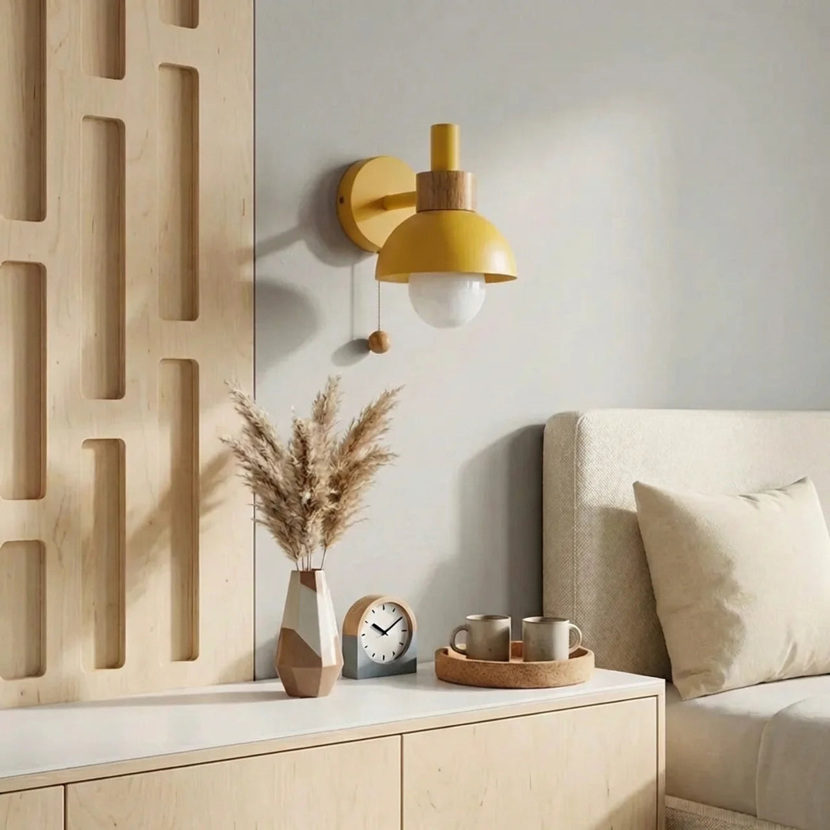 Globe Wall Sconce Light Metal and Wood