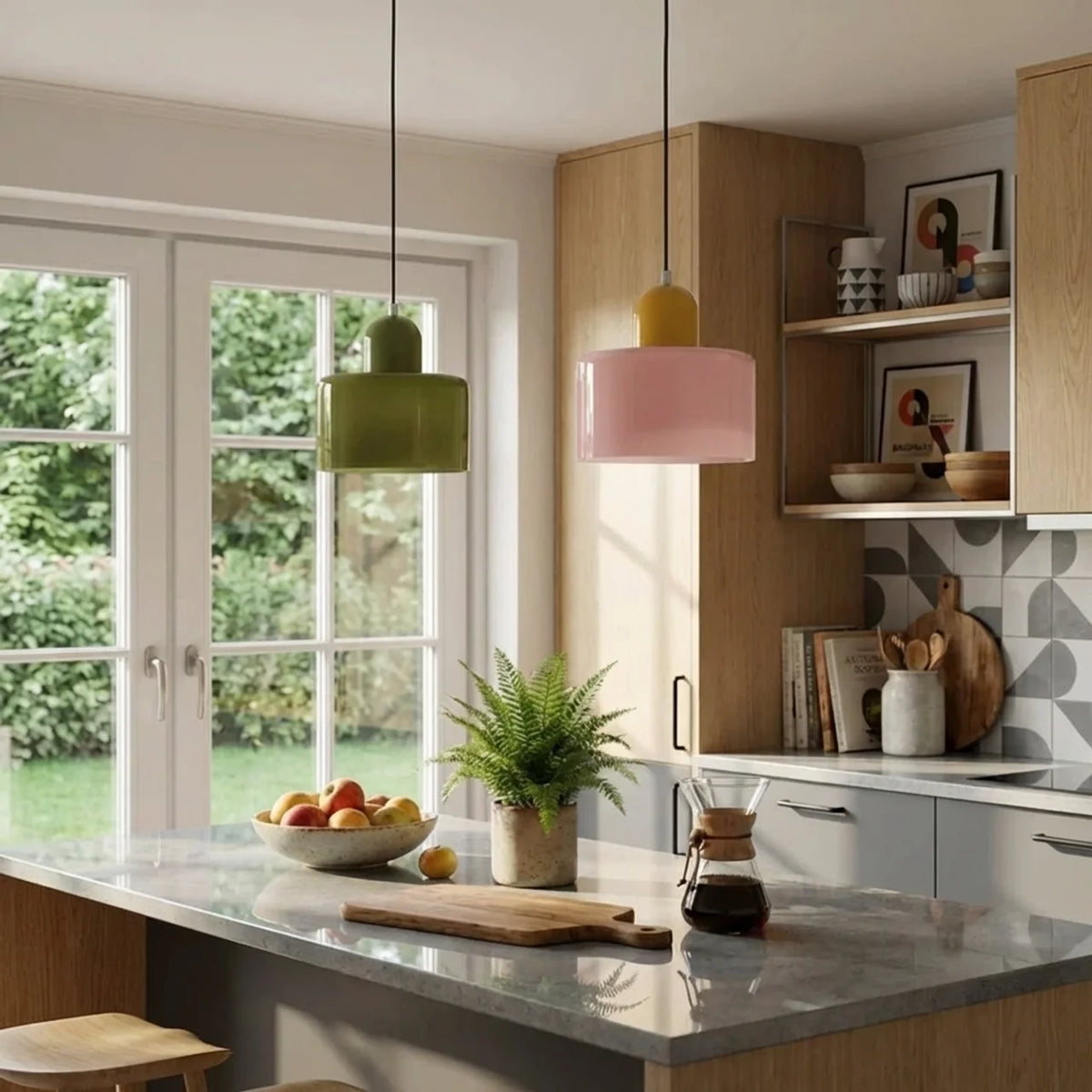 Glass Flush Mount Ceiling Light, Soft Coloured Shade