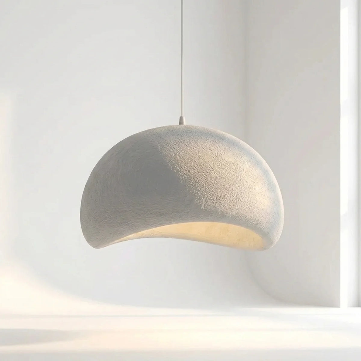 Organic Stone-Form Fabric Pendant Light