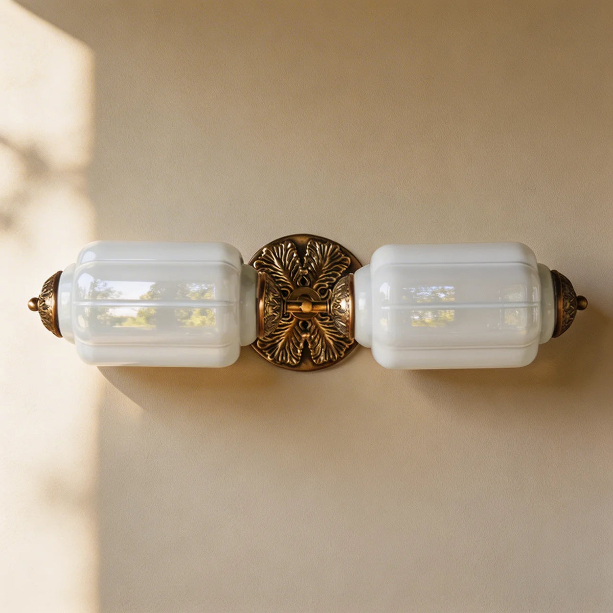 Vintage Art Deco Milk Glass Vanity Wall Light