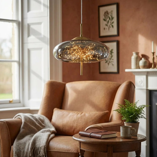 Glass Cylinder and Oval Pendant Light