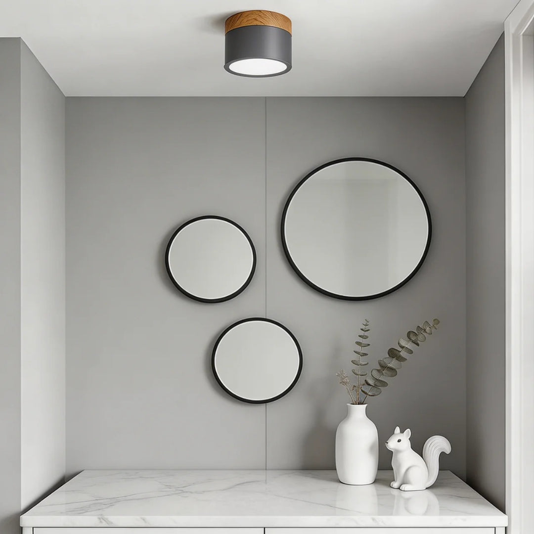 Flush Mount Ceiling Light Solid Colour Wood Accent with Integrated LED