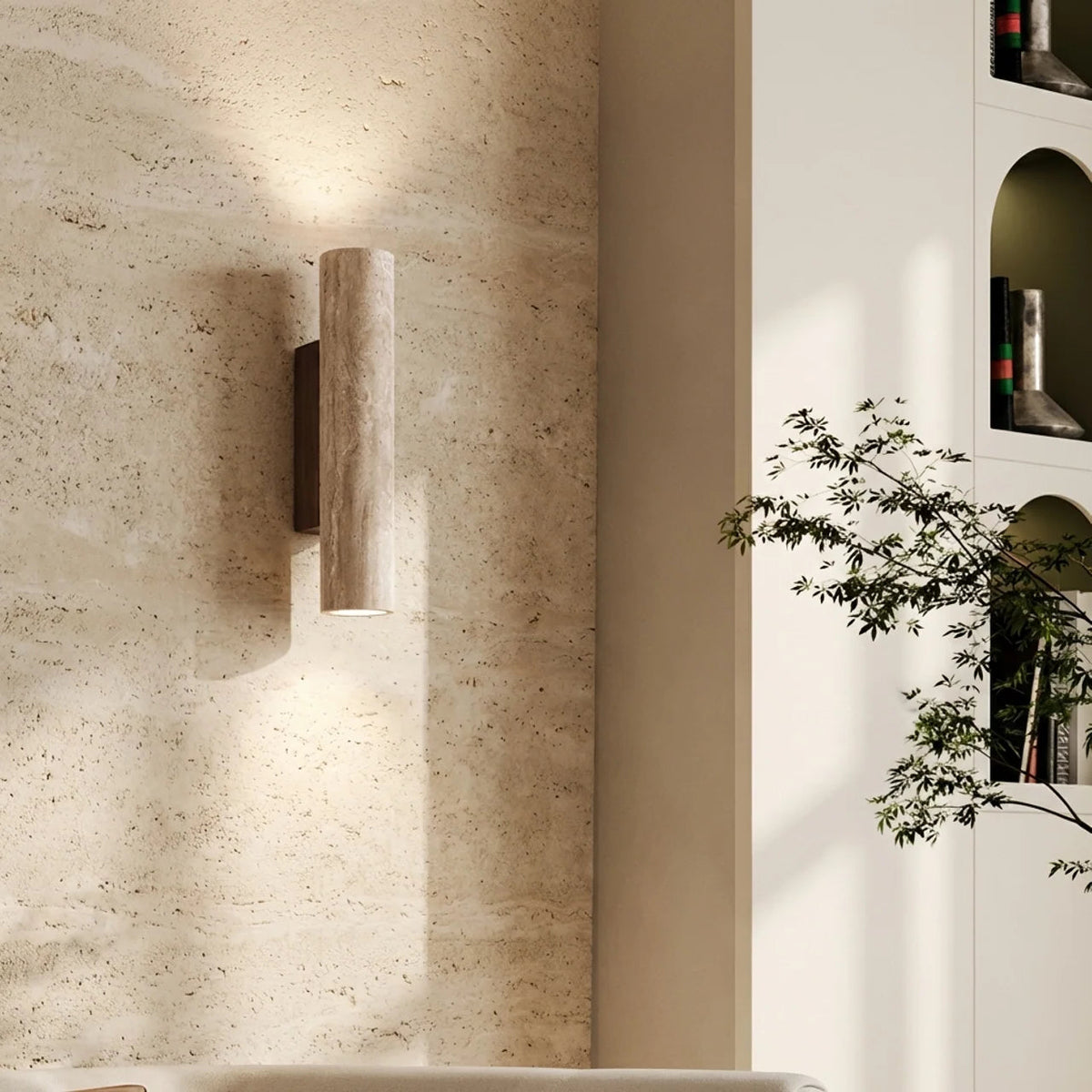 Travertine Vertical Wall Light with Up-Down LED