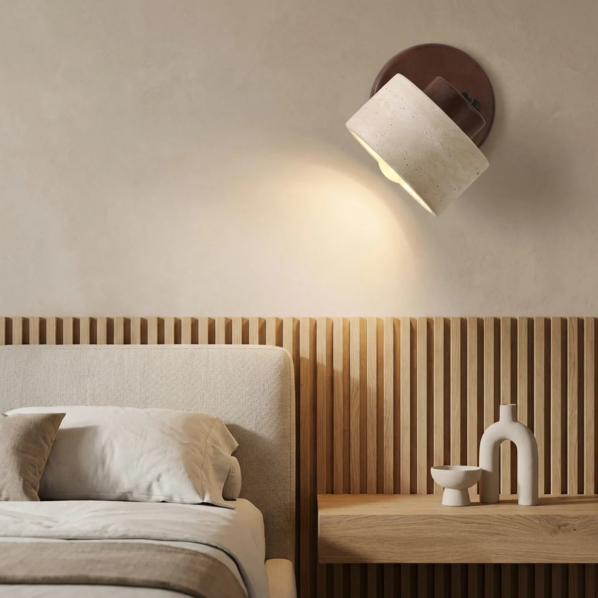 Travertine Single Wall Light with Integrated LED