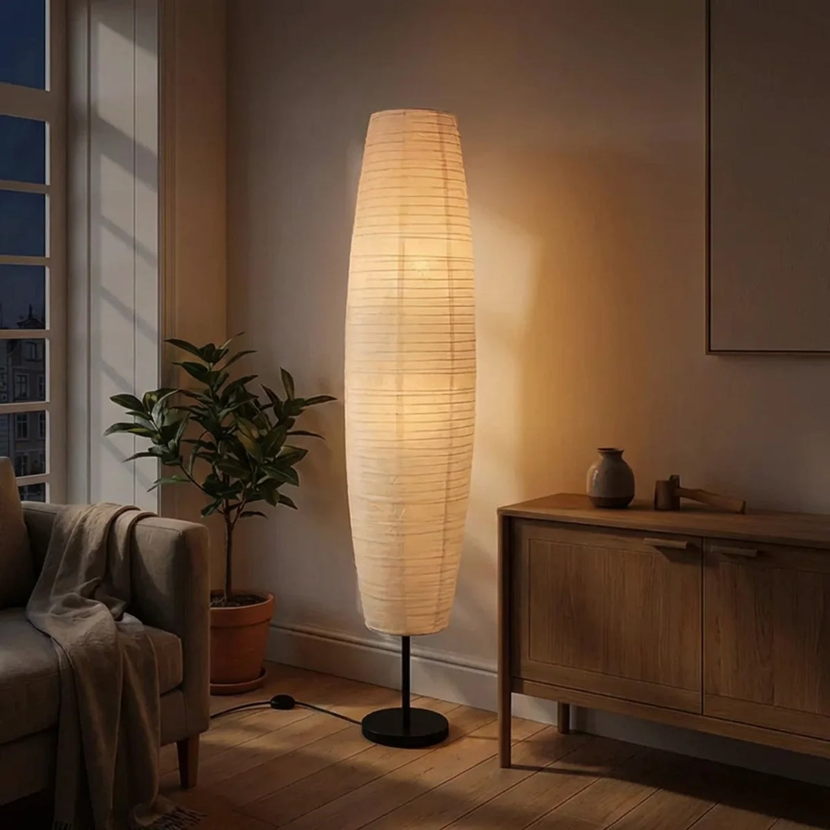 Dual-Light Column Zen Floor Lamp