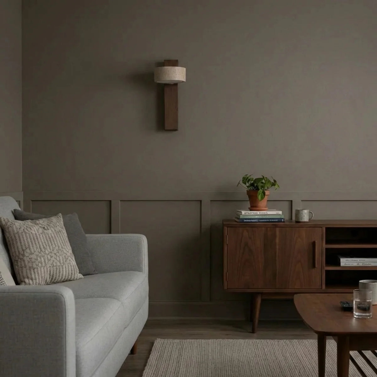 Travertine and Wood Wall Light with Integrated LED